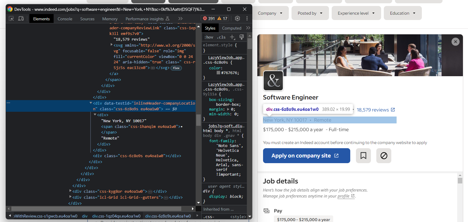 Extracting the company location