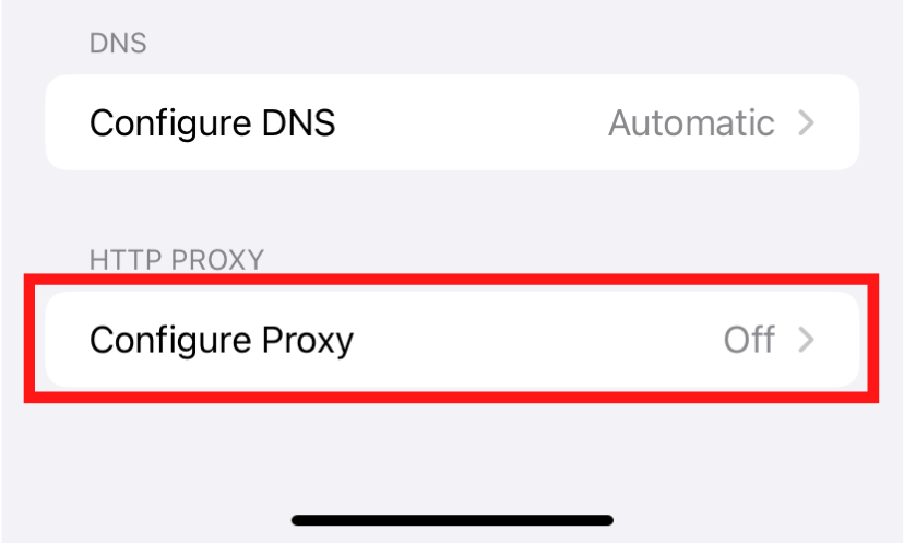 Tela Configurar DNS e Definir configurações de proxy.