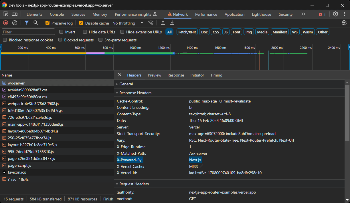 checking the x-powered-by header