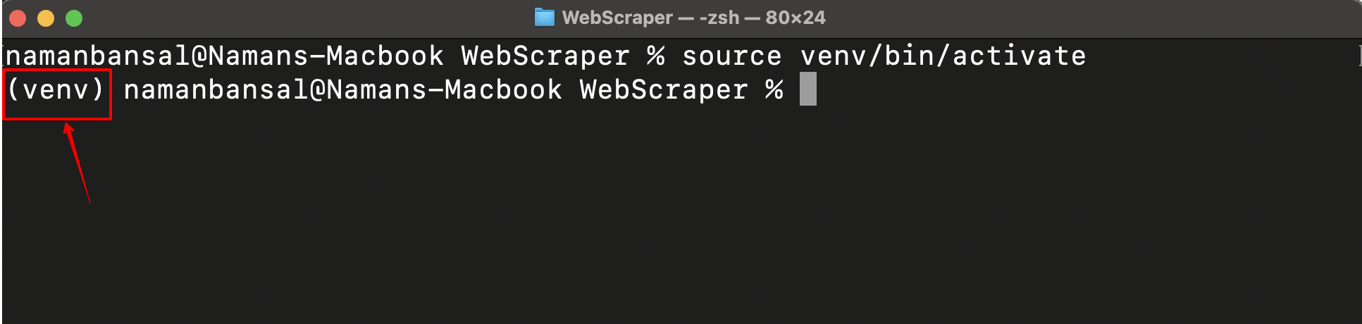 The name of your virtual environment