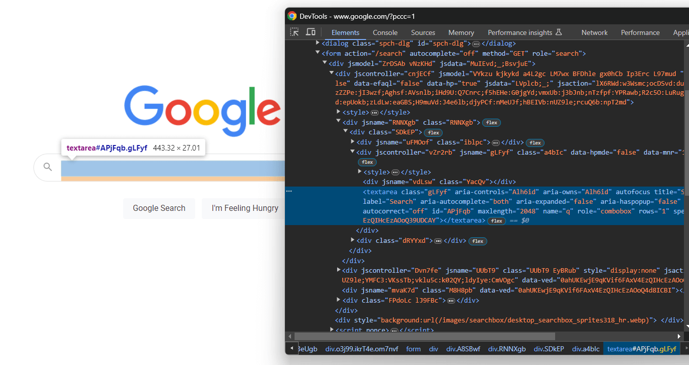 Expanding the HTML of the search form