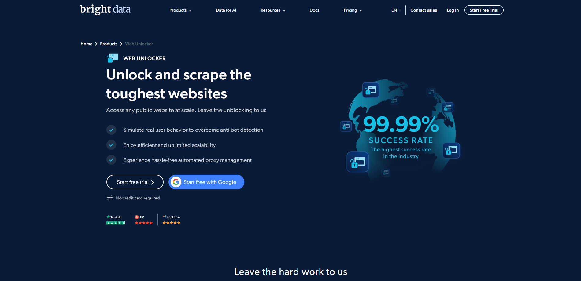Bright Data's Web Unlocker page