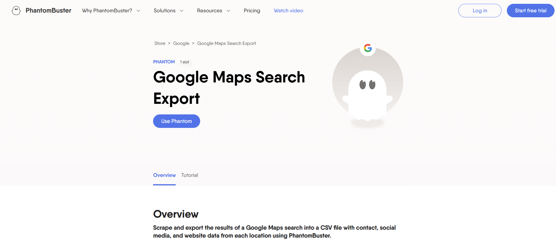 PhantomBuster's Google Maps Scraper