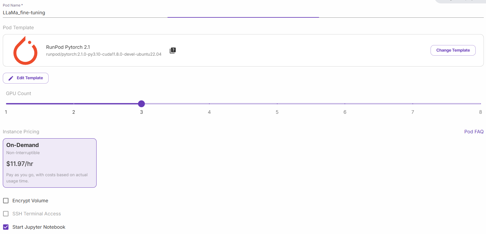 Choosing the number of GPUs in RunPod