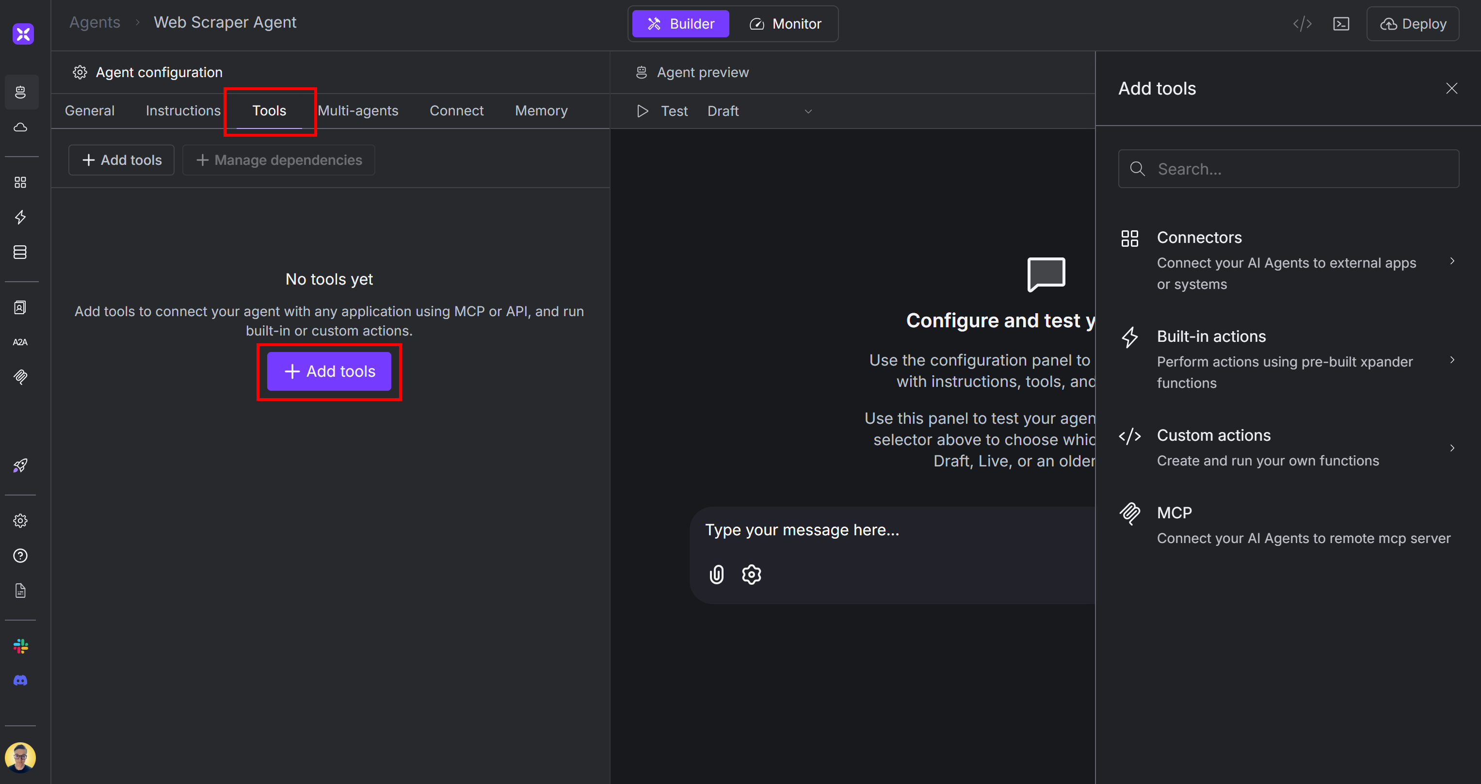 Clicar no botão "Add tools" (Adicionar ferramentas)