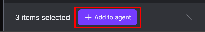 Clicar no botão "Add to agent" (Adicionar ao agente)