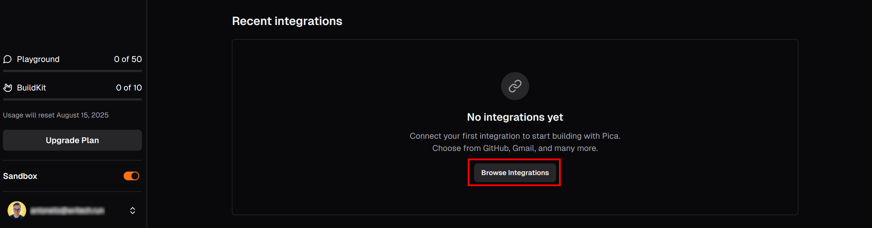 Clique no botão "Browse integrations" (Procurar integrações)