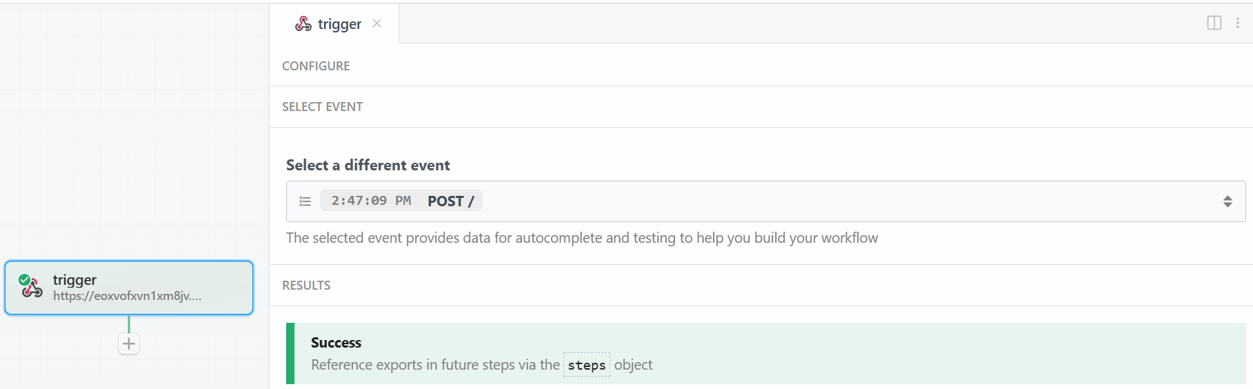 Testou com sucesso o acionador do webhook