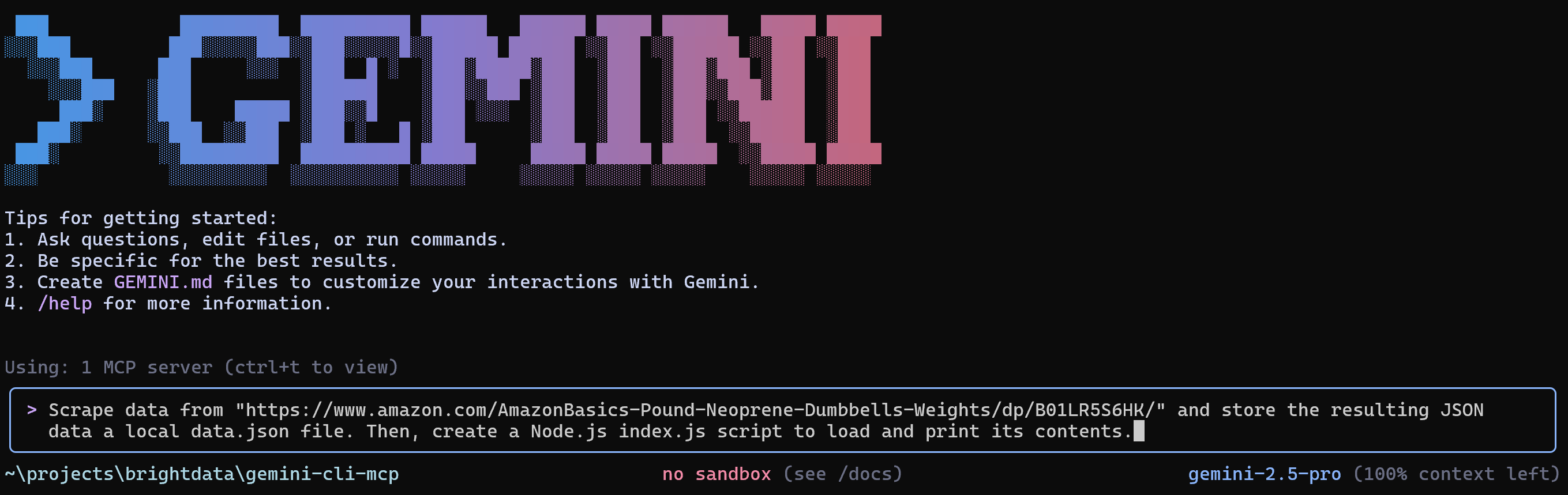 O prompt na CLI do Gemini