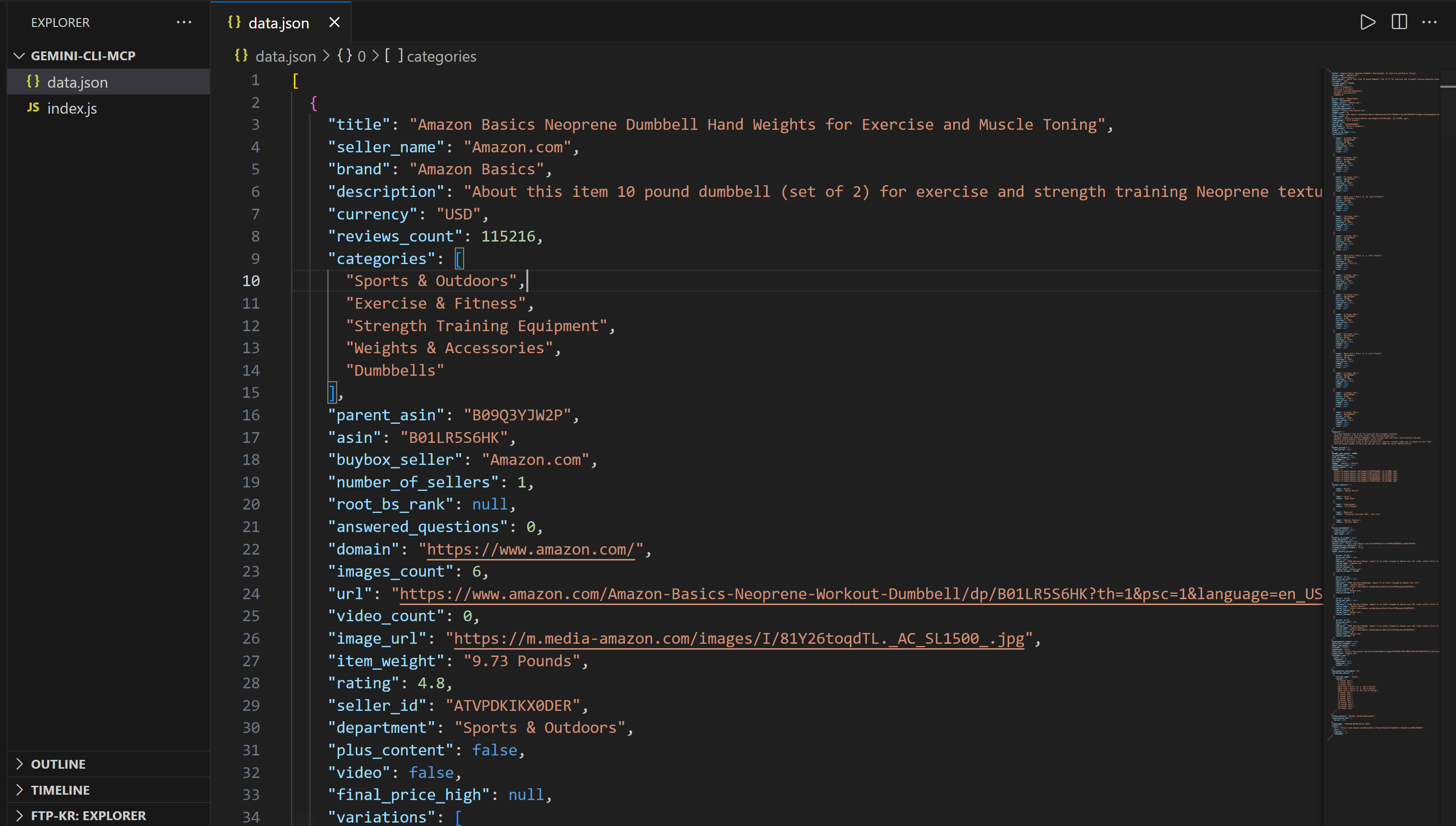 data.json no VSC