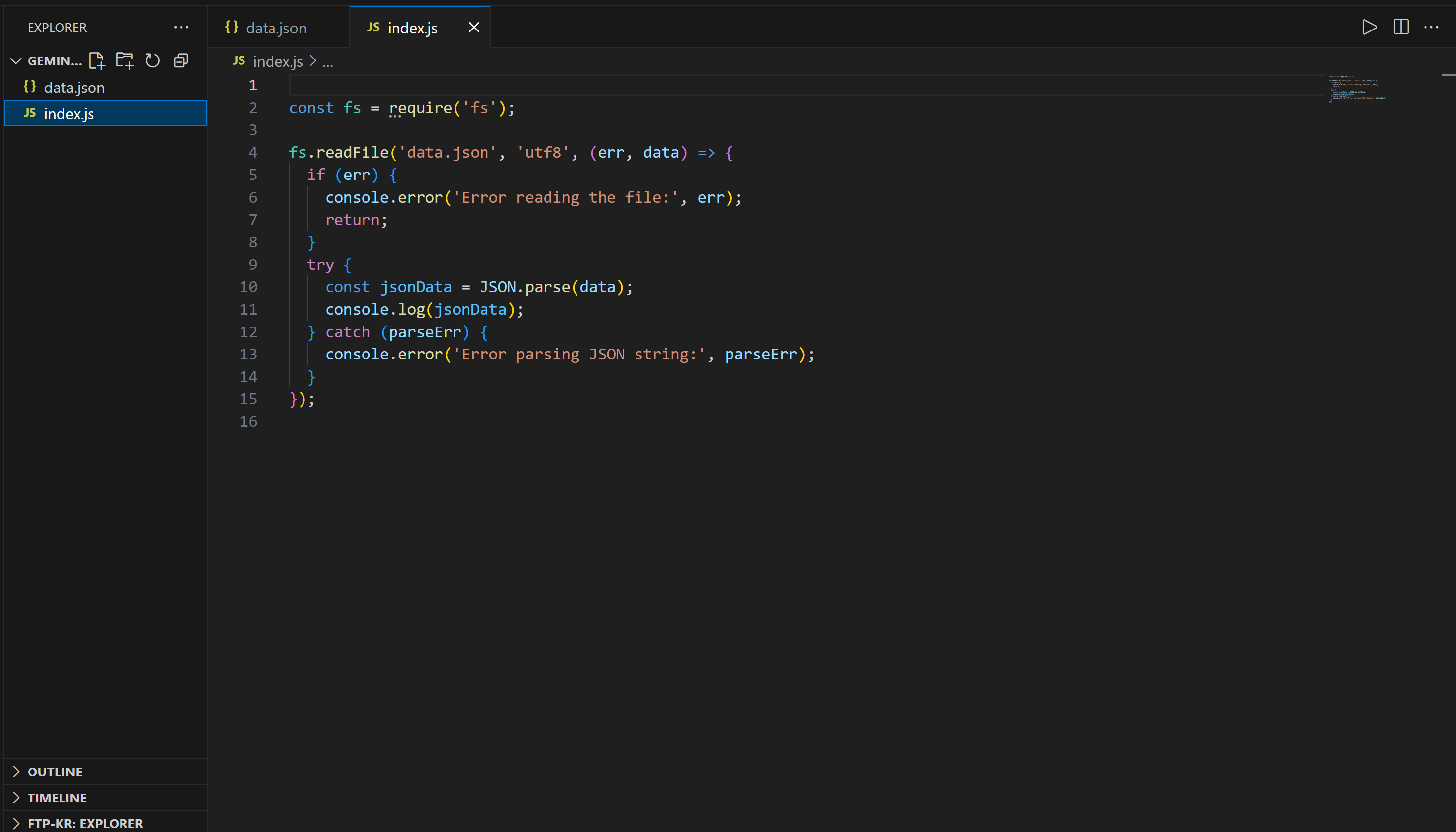 index.js no VSC