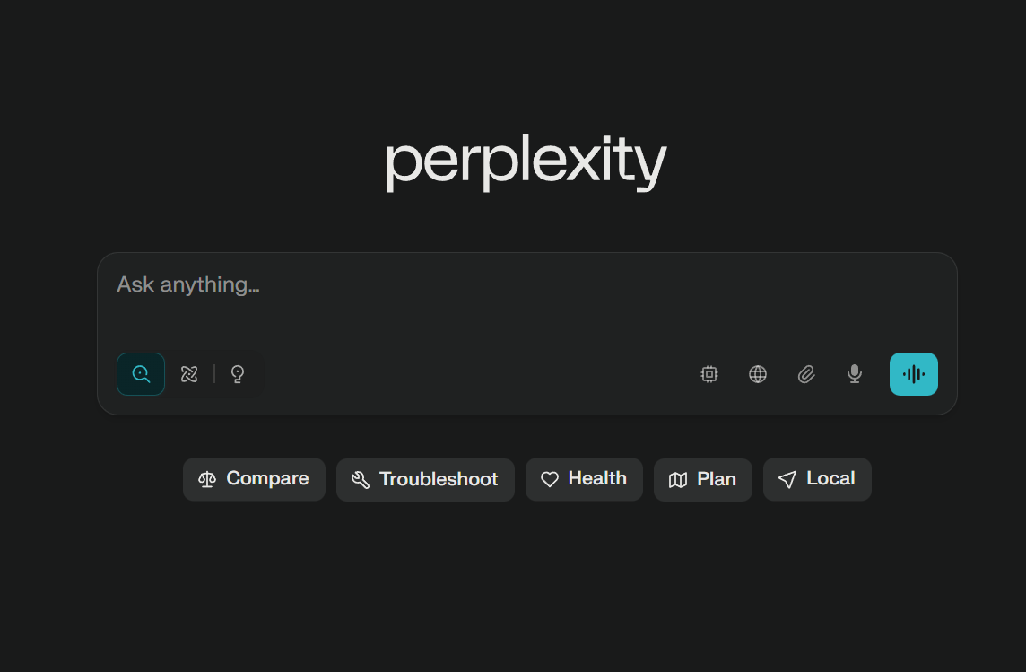 Interface de bate-papo Perplexity