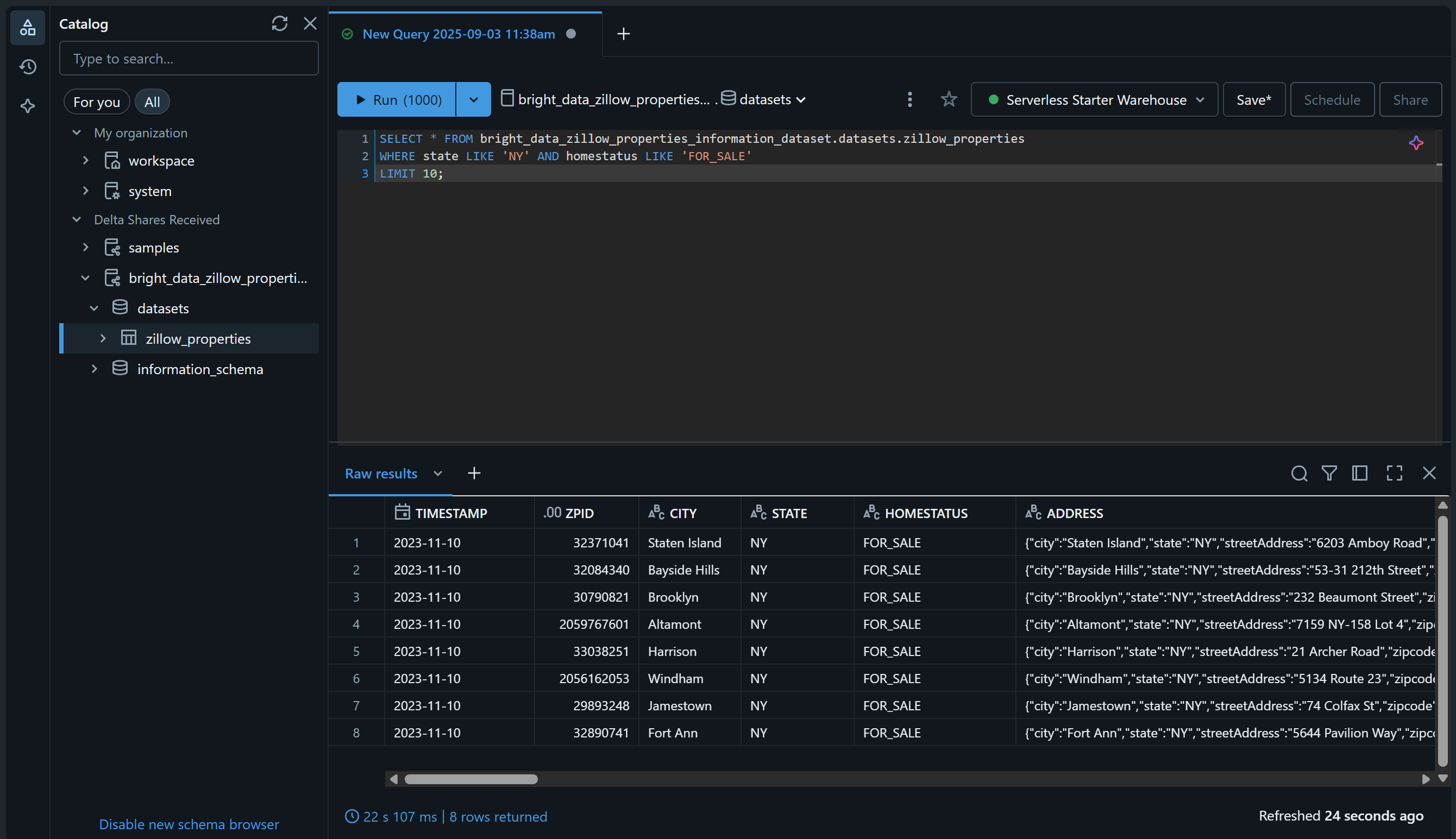 The result produced by the SQL query