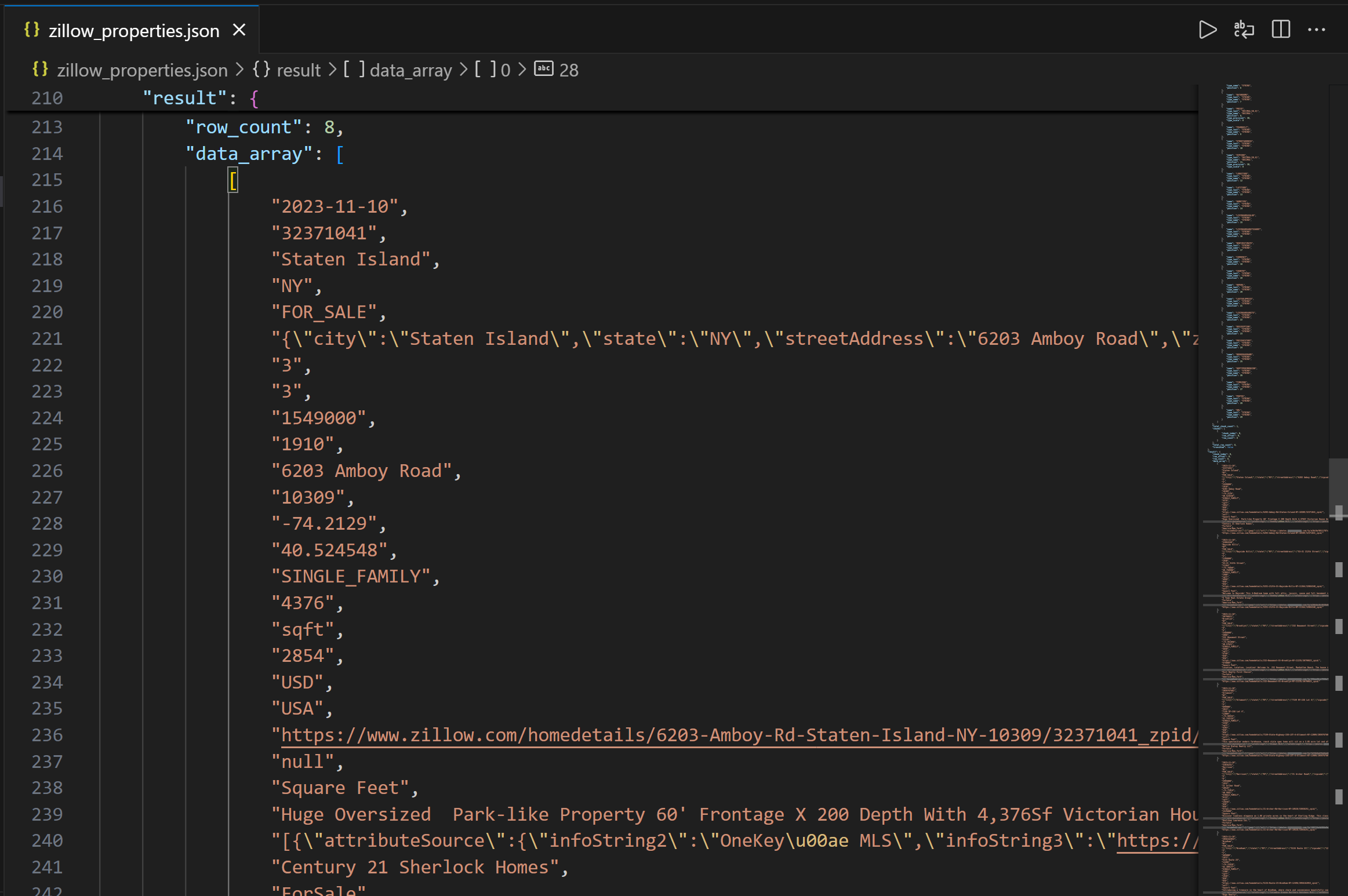 A portion of the data_array field