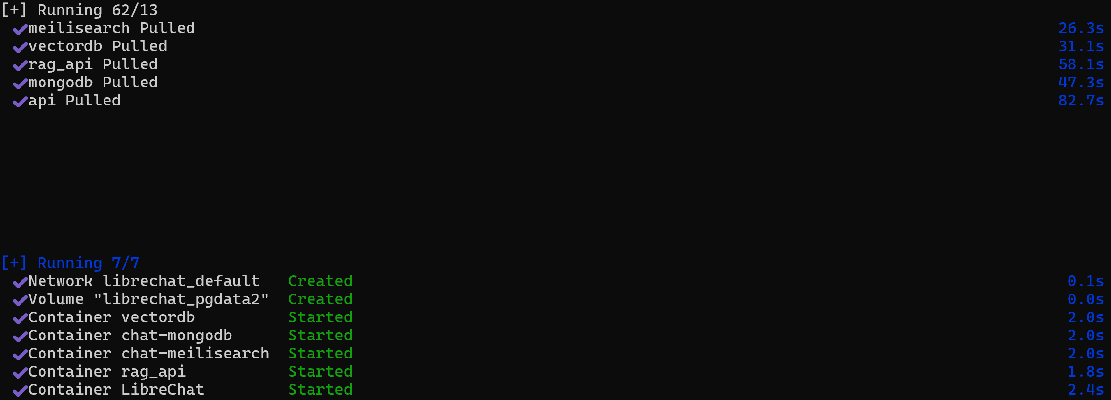 The output produced by the docker command