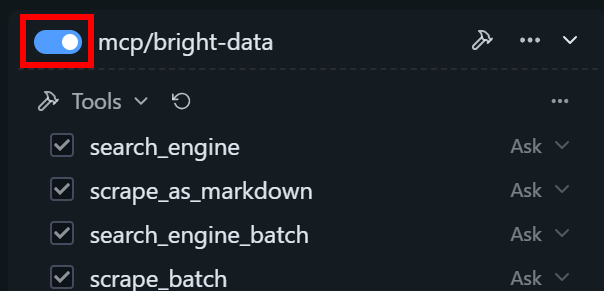 Activating the mcp/bright-data plugin