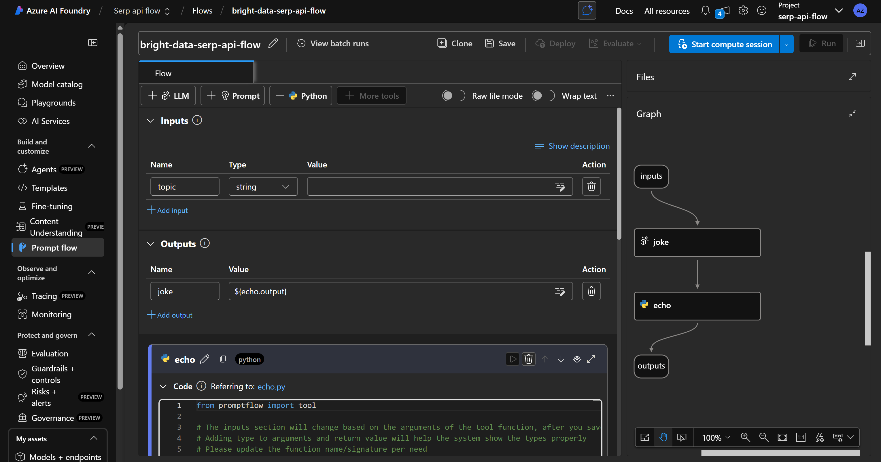 Your new prompt flow in Azure AI Foundry studio