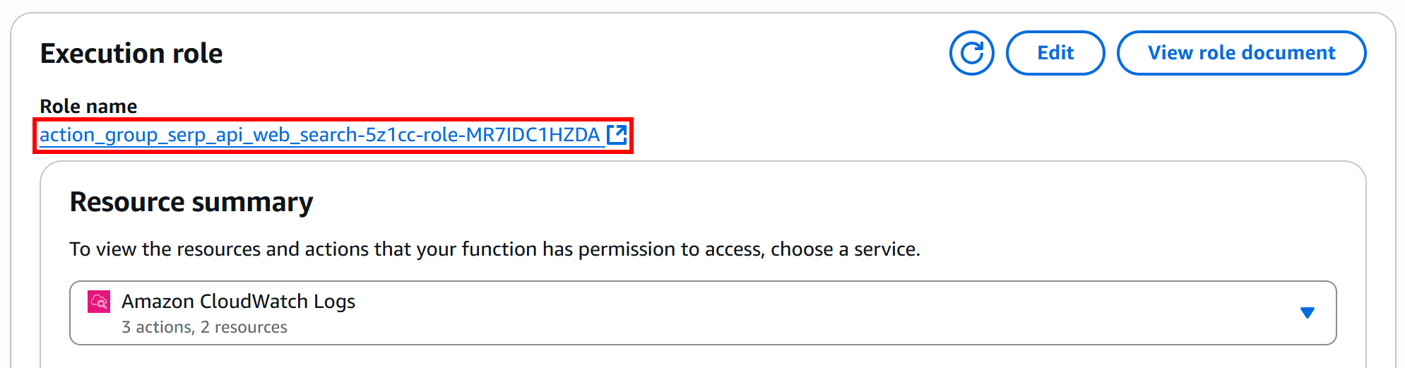Clicking the role name