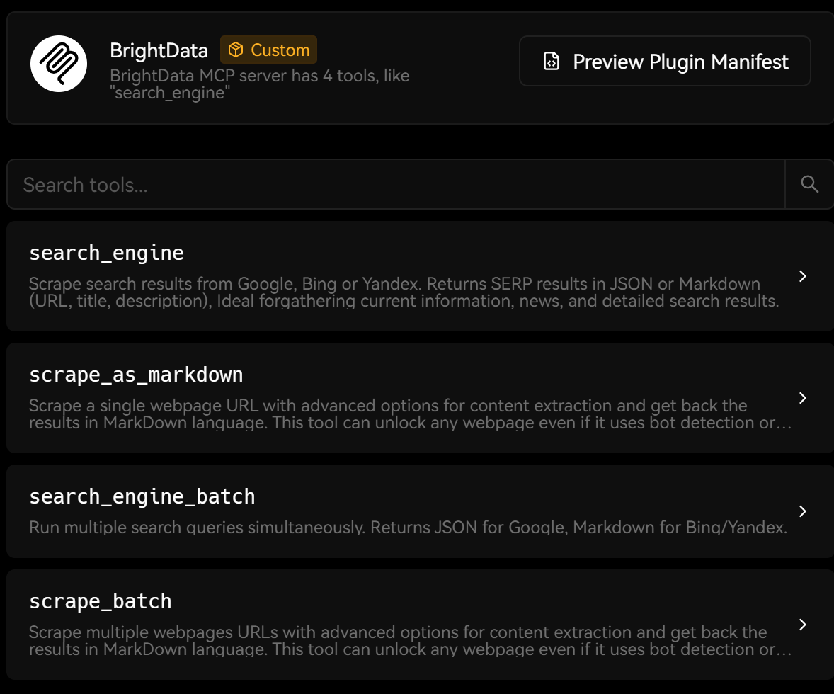 The tools retrieved by LobeChat (free tier)