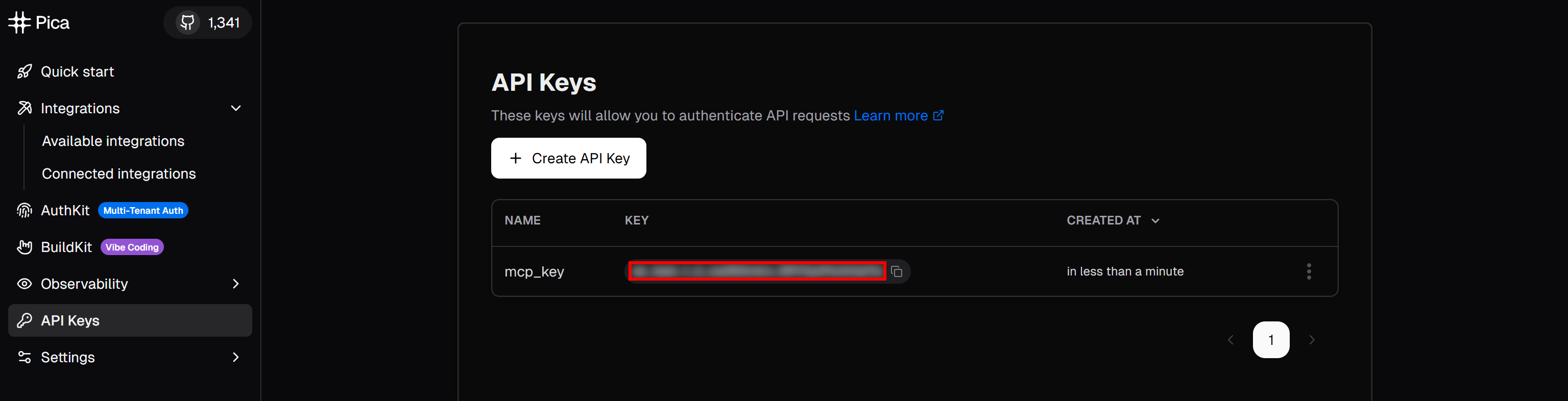 Retrieving your Pica API key