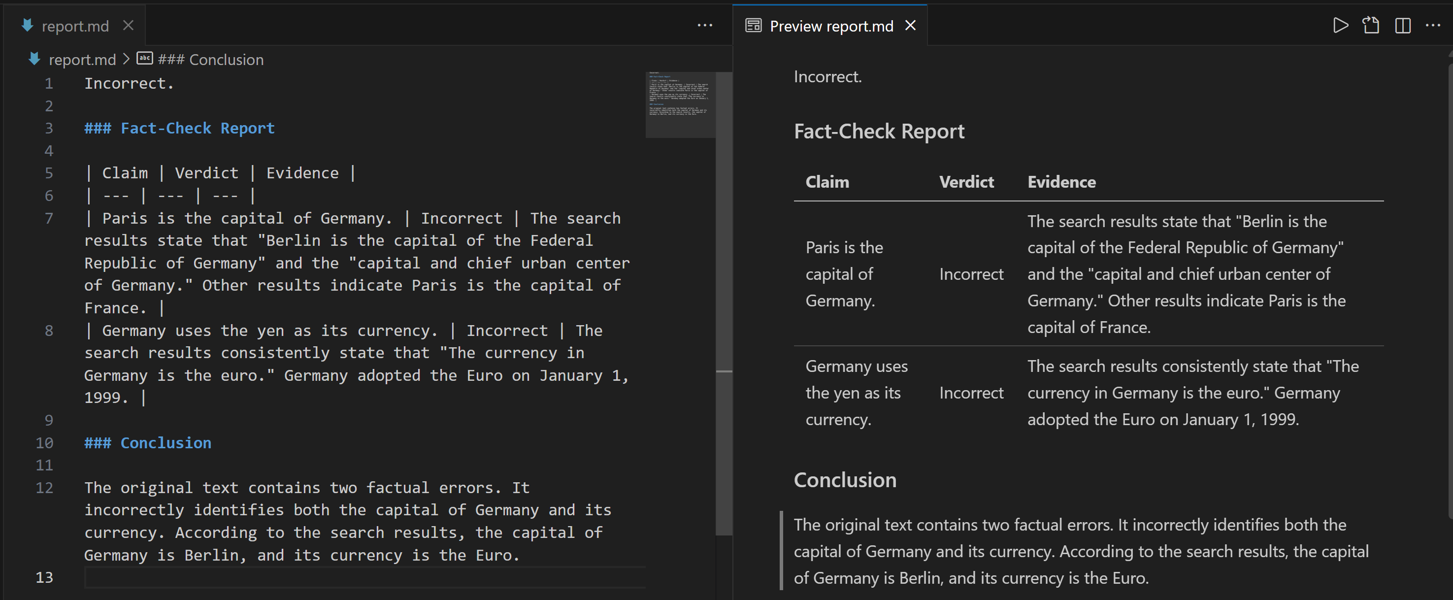 Inspecting the final Markdown output