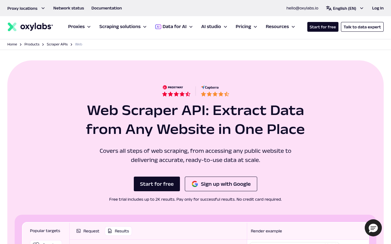API de Web Scraper da Oxylabs