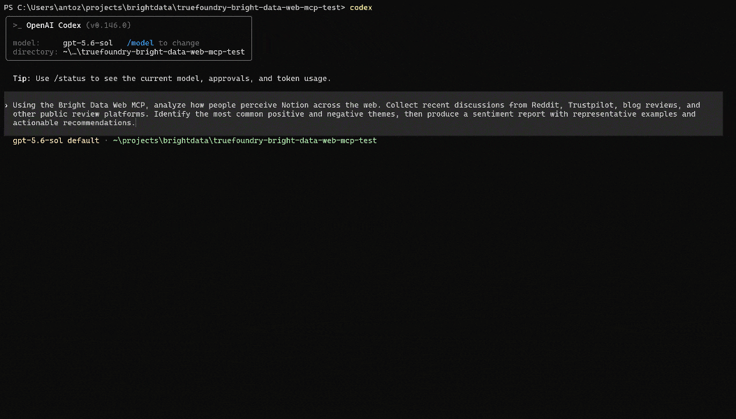 Execução do prompt no OpenAI Codex CLI